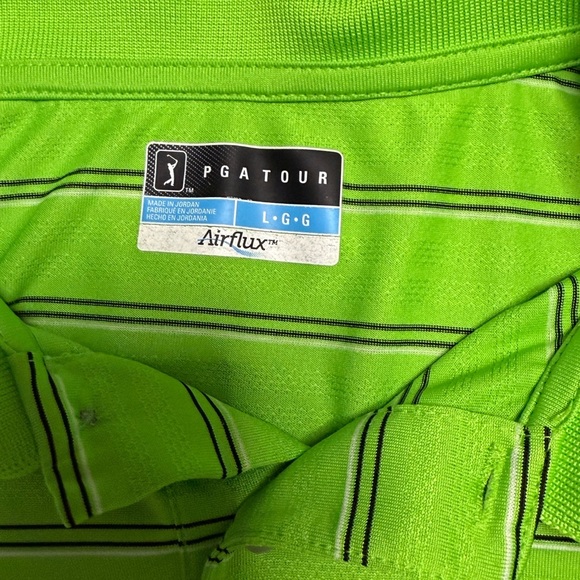 PGA TOUR Airflex Green Striped Polo Shirt - Picture 5 of 7